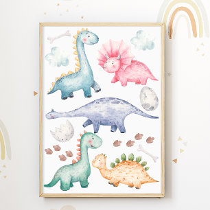 Dino Kids Room Impressão Dinossauros Coloridos Pos