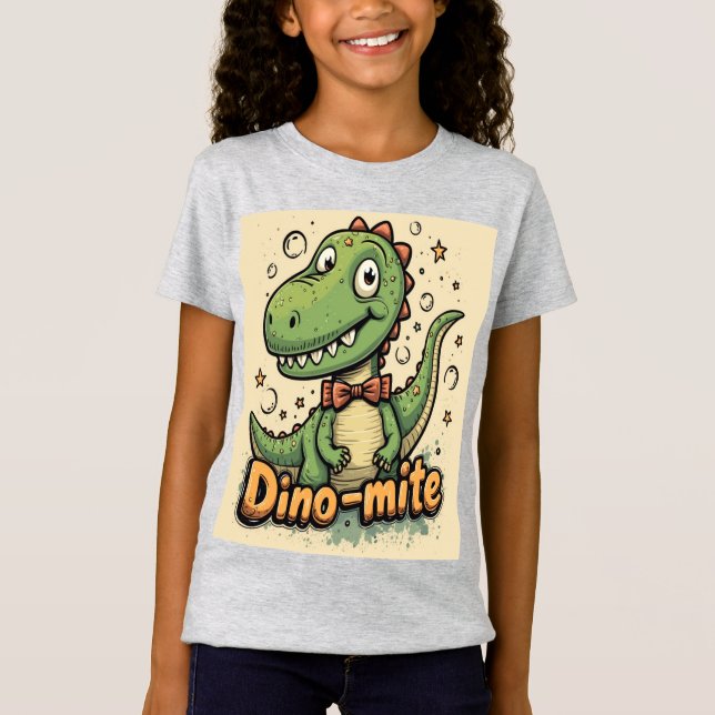 Dino Mate T-Shirt para Meninas - Divertido e Bonit (Frente)