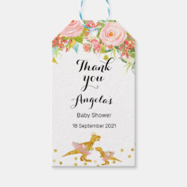 Dino Moderno Rosa e Dourado, obrigado, etiqueta