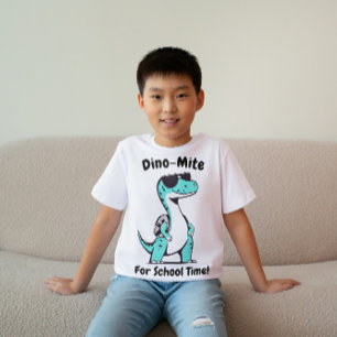 Dino para Camiseta de Crianças do Tempo Escolar