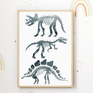 Dino Skeletons Kids Room Impressão Dinossauros Pos