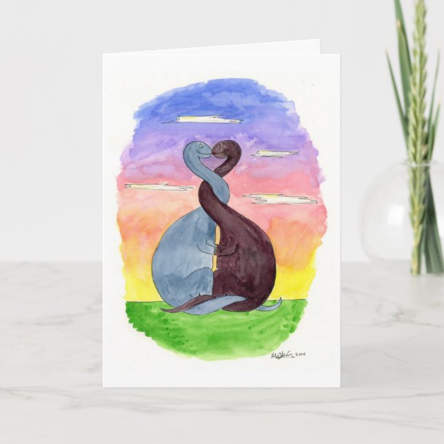 Dinos in Love: Cartão de Dia de os namorados (Frente)