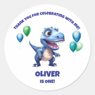 Dinosaur Feliz Aniversário de 1 Ano Adesivo Menino