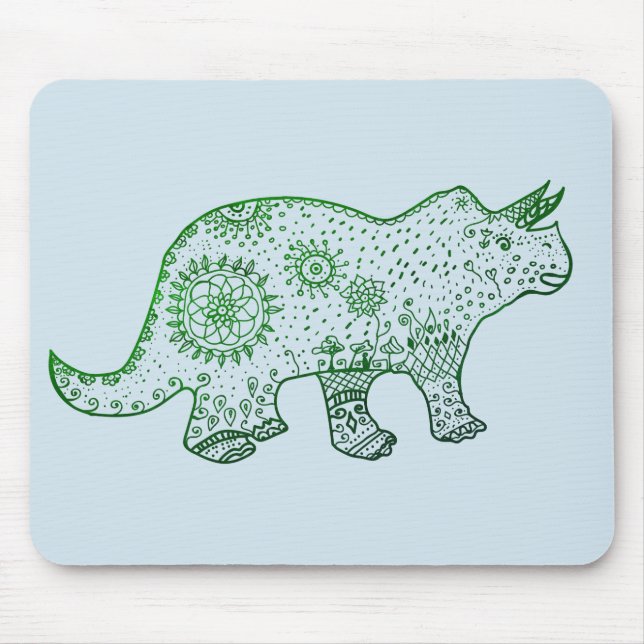 Dinosaur Mandala Triceratops Art Mousepad (Frente)