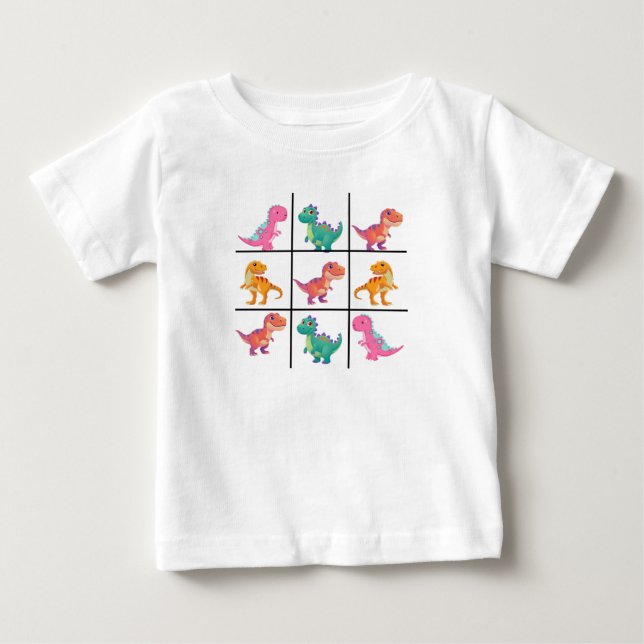 Dinosaur Tic Tac Toe Baby Jersey T-Shirt (Frente)