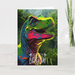 Dinossaur Jungle Happy Birthday - Cartão Bonito pa