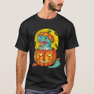 Dinossaur Pumpkin T Camisa Halloween Crianças Pump