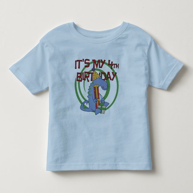 Dinossauro, 4º aniversário T-shirts e presentes (Frente)