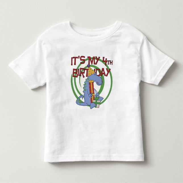 Dinossauro, 4º aniversário T-shirts e presentes (Frente)