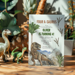 Dinossauro 4º Convite de festas de Aniversário