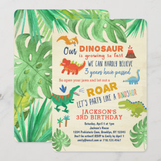 Dinossauro Aniversário Convites Meninos Festa de D