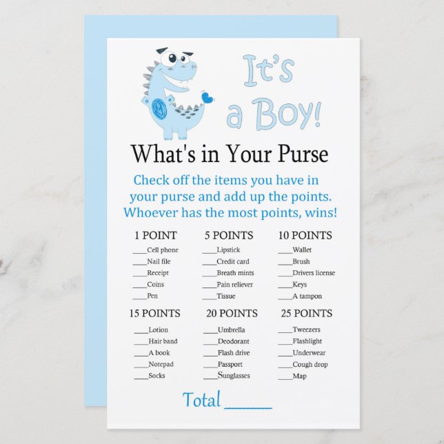 Dinossauro Azul O que há no seu jogo de bolsa (Frente/Verso)