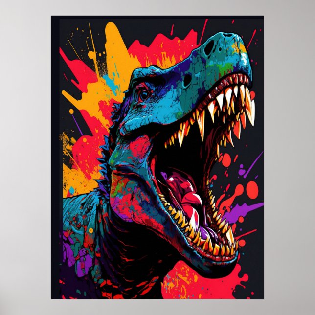 Dinossauro Azul T Rex Poster (Frente)