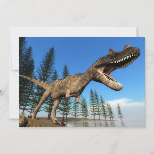 dinossauro ceratossauro na linha costeira - render