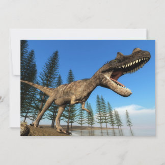 dinossauro ceratossauro na linha costeira - render