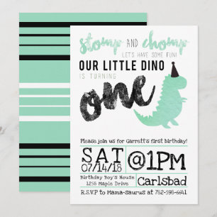 Dinossauro Convite Stomp e Chomp Primeiro Aniversá