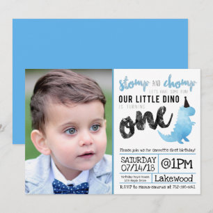 Dinossauro Convite Stomp e Chomp Primeiro Aniversá
