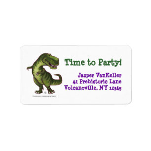 Dinossauro de TRex, hora de party etiquetas de