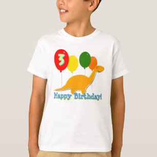 Dinossauro do feliz aniversario 3 anos de t-shirt