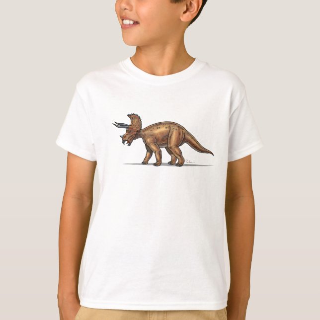 Dinossauro do Triceratops do t-shirt dos miúdos (Frente)