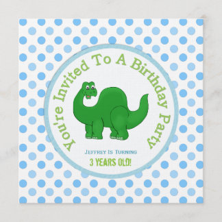 Dinossauro e bolinhas: Convite de festas