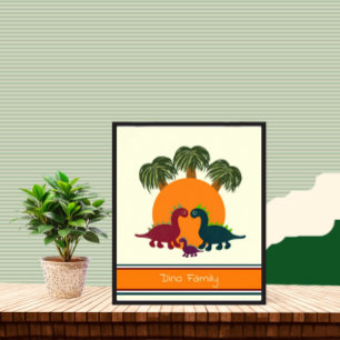 Dinossauro e poster de palmas