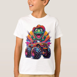 Dinossauro Engraçado T Rex Em T-Shirt Monster Truc