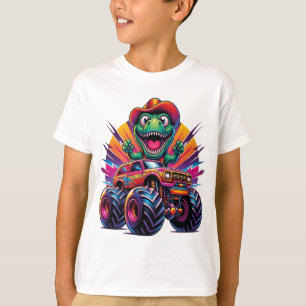 Dinossauro Engraçado T Rex Em T-Shirt Monster Truc