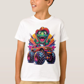 Dinossauro Engraçado T Rex Em T-Shirt Monster Truc