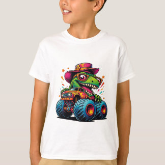 Dinossauro Engraçado T Rex Em T-Shirt Monster Truc