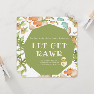 dinossauro fofo na raia de ovo convite a chá