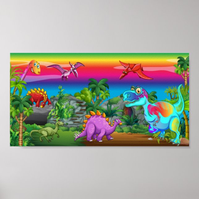 Dinossauro Land Impressão, Papel Poster (Matte) (Frente)