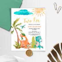 Dinossauro Orçamental Dois Convite Rex Aniversário