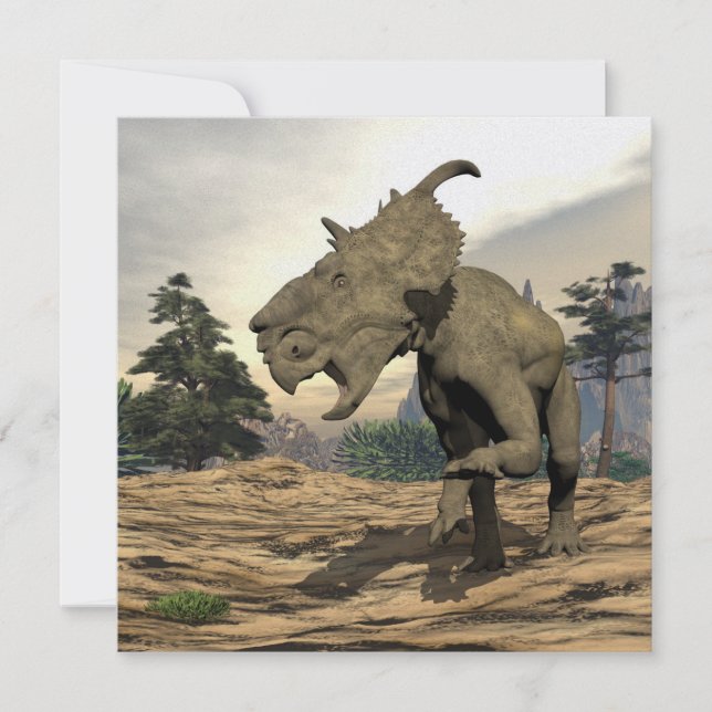 Dinossauro Pachyrhinossauro rugindo - renderização (Frente)