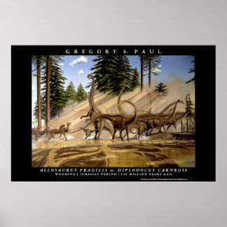 Dinossauro Poster Diplodocus Allosaurus Greg Paul