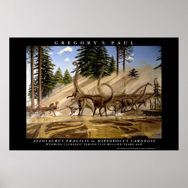 Dinossauro Poster Diplodocus Allosaurus Greg Paul (Frente)