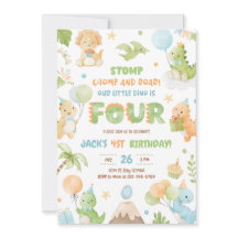 Dinossauro Quatro Rapazes 4º Convite de festas de