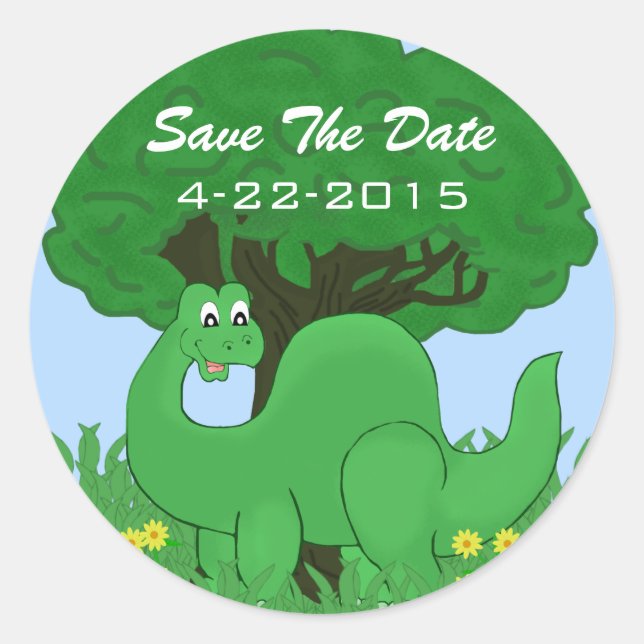 Dinossauro Sorridente Salve Os Adesivos De Data (Frente)