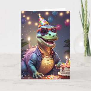 Dinossauro Sorrindo Engraçado na Festa Cartão