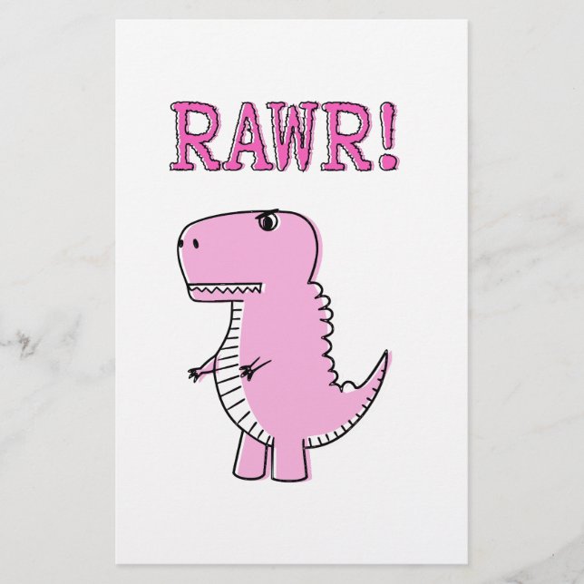 Dinossauro T-Rex, Cartoon Rosa, Bonito E Irritado (Frente)