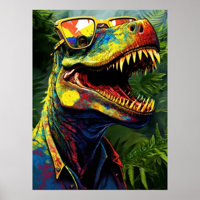 Dinossauro T Rex Jungle Modern Kids Poster (Frente)