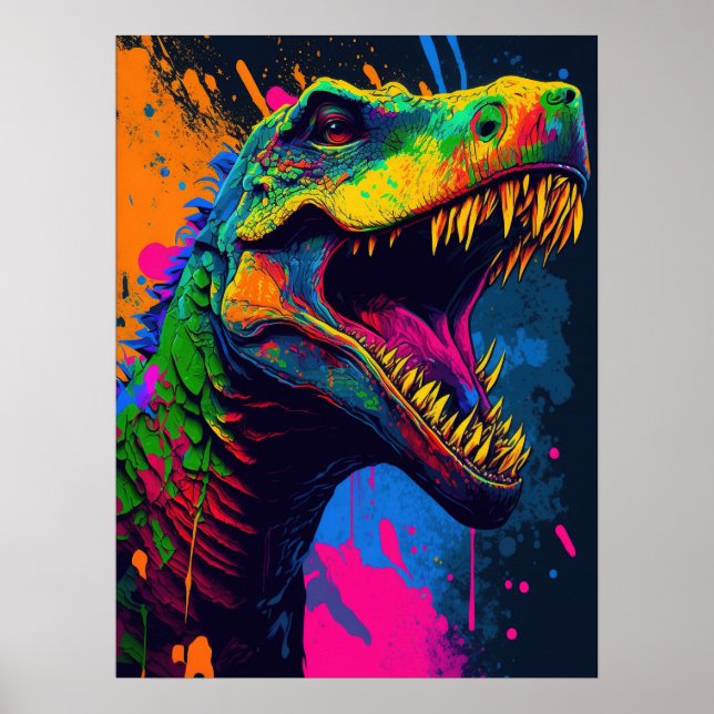 Dinossauro T Rex Laranja Poster (Frente)