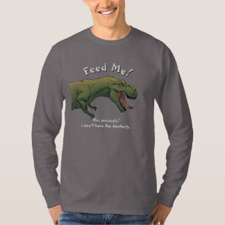 Dinossauro T-Rex me alimenta a camisa de manga mas