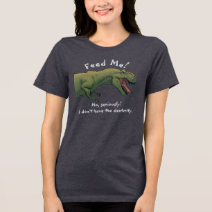Dinossauro T-Rex me alimenta da camisa do topo das