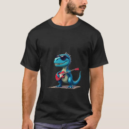 Dinossauro tocando camiseta de violão