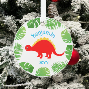 Dinossauro Vermelho Stegosaurus Enfeite Natal