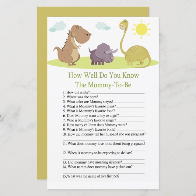 Dinossauro, você conhece bem o jogo do chá de fral (Frente/Verso)