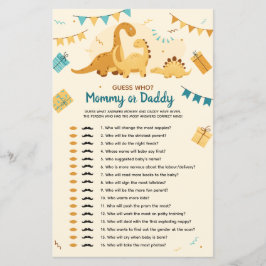 Dinossauros Chá de fraldas adivinha quem Mamãe ou 