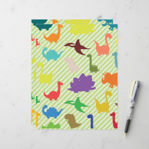 Dinossauros Coloridos Fofos em Papel Scrapbook de