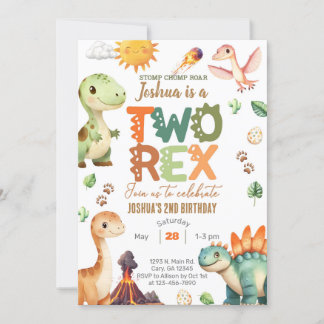 Dinossauros, convite para segundo aniversário de g